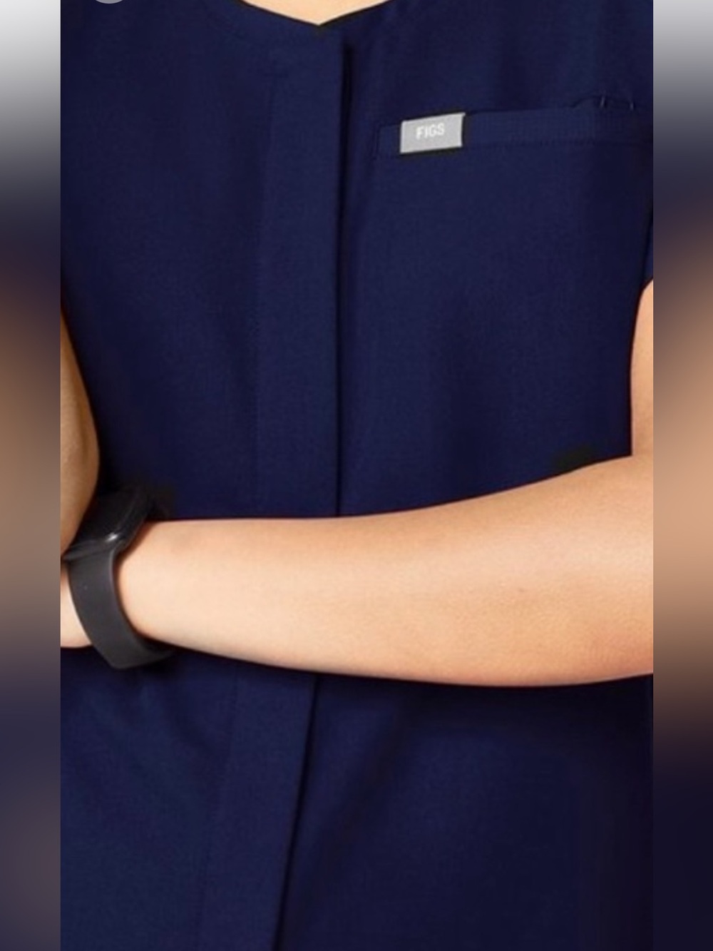 NWT Figs Tela Navy Blue Scrub Top Sz M